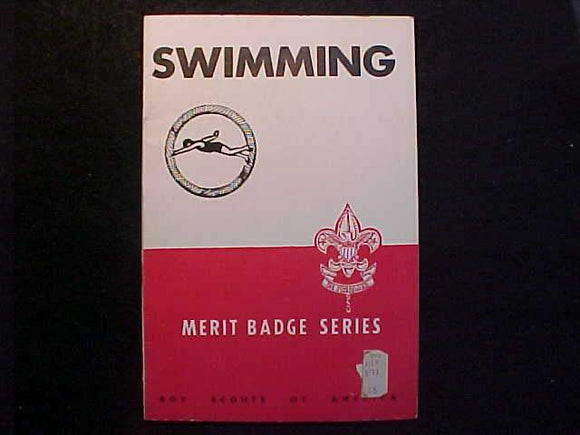 SWIMMING MERIT BADGE BOOK, TYPE 5B COVER, COPYRIGHT 1944, SEPT. 1951 PRINTING, EXCELLENT COND.