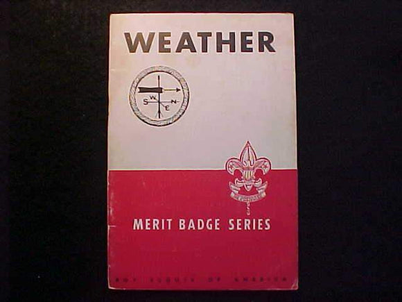 WEATHER MERIT BADGE BOOK, TYPE 5B COVER, COPYRIGHT 1943, JAN. 1945 PRINTING,V. GOOD COND.