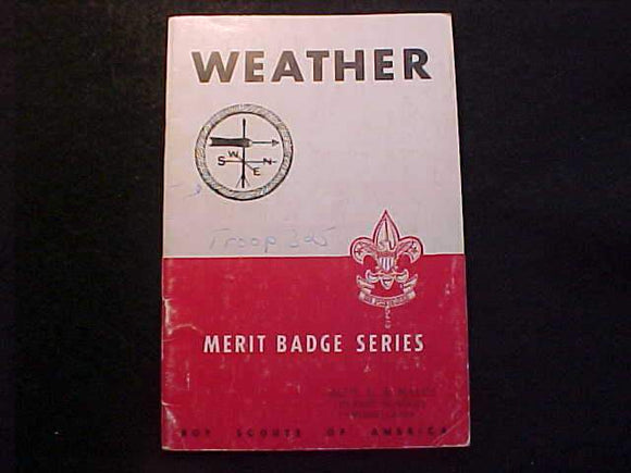 WEATHER MERIT BADGE BOOK, TYPE 5B COVER, COPYRIGHT 1943, MARCH 1947 PRINTING, GOOD COND.