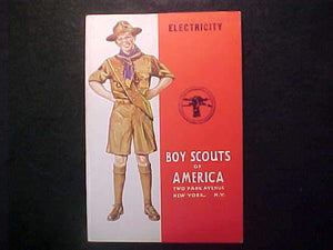 ELECTRICITY MERIT BADGE BOOK, TYPE 4 COVER, COPYRIGHT 1940, MAY 1944 PRINTNG, EXCELLENT COND.