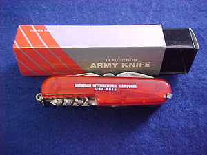 2016 MICHIGAN INTERNATIONAL CAMPOREE POCKET KNIFE, MINT IN ORIGINAL BOX, 14 FUNCTIONS