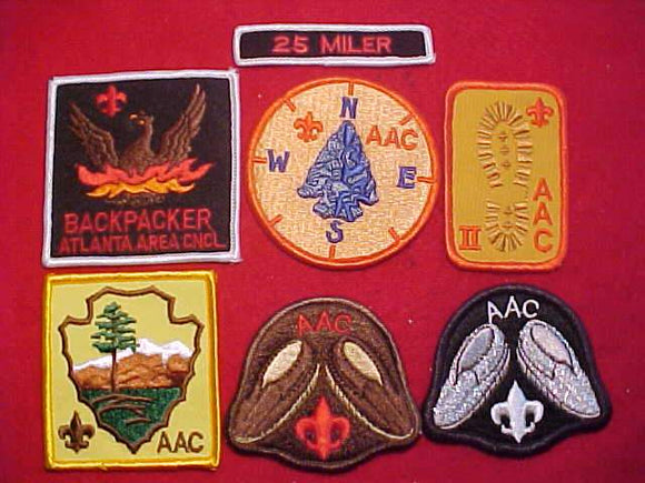 PATCH, ATLANTA AREA COUNCIL HIKER/BACKBACKER COLLECTION OF 7 PATCHES
