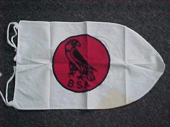 PATROL FLAG, 1950-72 HAWK, BLACK/RED  EMBROIDERED, STAINED