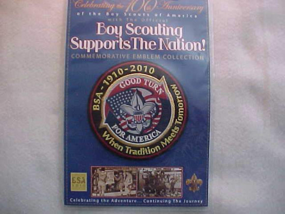 BSA PATCH & CARD, BOY SCOUTING SUPPORTS THE NATION, GOOD TURN FOR AMERICA, (2004), BLUE CARD