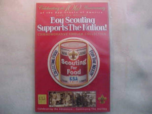 BSA PATCH & CARD, BOY SCOUTING SUPPORTS THE NATION, SCOUTING FOR FOOD, (1988), RED CARD
