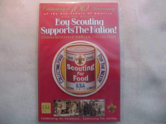 BSA PATCH & CARD, BOY SCOUTING SUPPORTS THE NATION, SCOUTING FOR FOOD, (1988), RED CARD