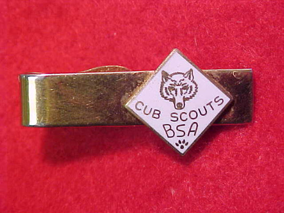 TIE BAR, CUB SCOUT, WHITE AND GOLD DESIGN