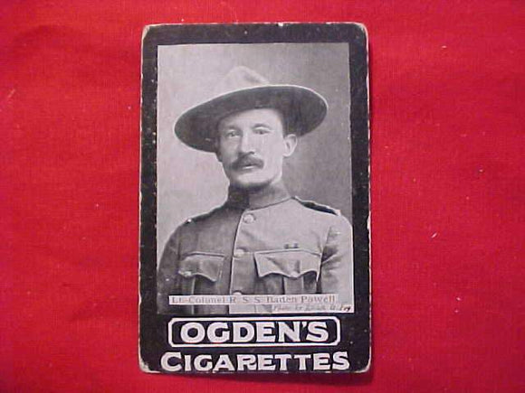 CIGARETTES CARD, LT. COL. R.S.S. BADEN-POWELL, OGDEN'S CIGARETTES, OLD