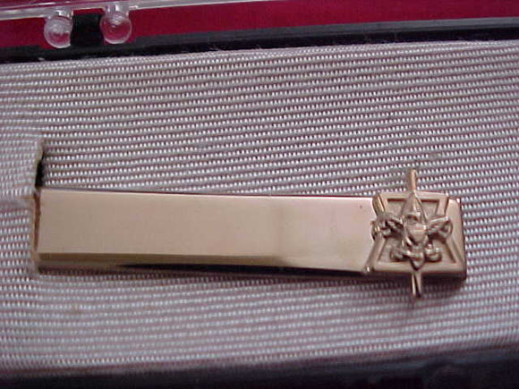 SCOUTERS KEY TIE CLIP, GOLD PLATED, 1940'S, MINT IN ORIG. BOX