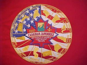 BSA JACKET PATCH, 2007 CANADIAN JAMBOREE BSA CONTIGENT TROOPS, 8.25" ROUND