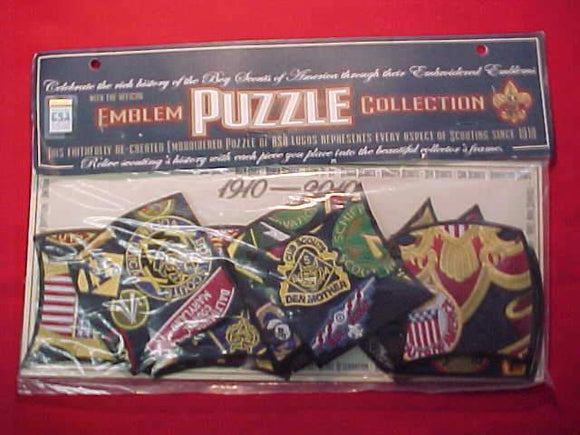 BSA PUZZLE PATCH, 1910-2010, 16 PIECES, MINT IN ORIG. PACKAGE