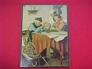 NORMAN ROCKWELL PLAQUE, "SCOUTS OF MANY TRAILS", 8.5 X 11.5"