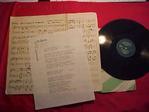RECORD & SHEET MUSIC,  "BOY SCOUTS MARCH", BY ANDRES BUESO, WORDS BY PACO BUESO, ENGLISH & ESPANOL