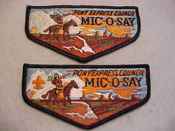 SCOUT FLAPS (2 DIFFERENT), PONY EXPRESS COUNCIL, MIC-O-SAY