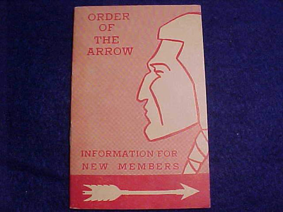 OA BOOKLET, INFORMATION FOR NEW MEMBERS, 5/1954 PRINTING