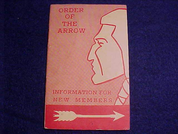 OA BOOKLET, INFORMATION FOR NEW MEMBERS, 4/1959 PRINTING