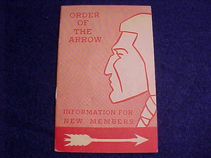 OA BOOKLET, INFORMATION FOR NEW MEMBERS, 10/1961 PRINTING