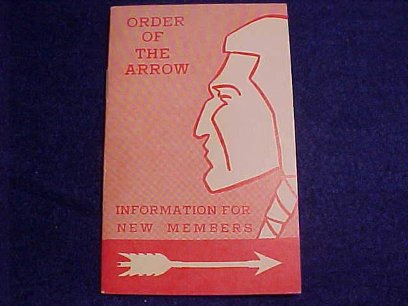OA BOOKLET, INFORMATION FOR NEW MEMBERS, 10/1963 PRINTING