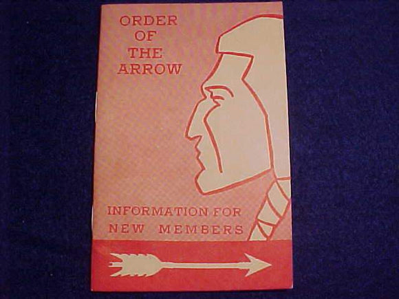 OA BOOKLET, INFORMATION FOR NEW MEMBERS, 8/1964 PRINTING
