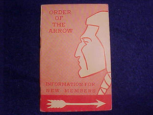 OA BOOKLET, INFORMATION FOR NEW MEMBERS, 3/1966 PRINTING