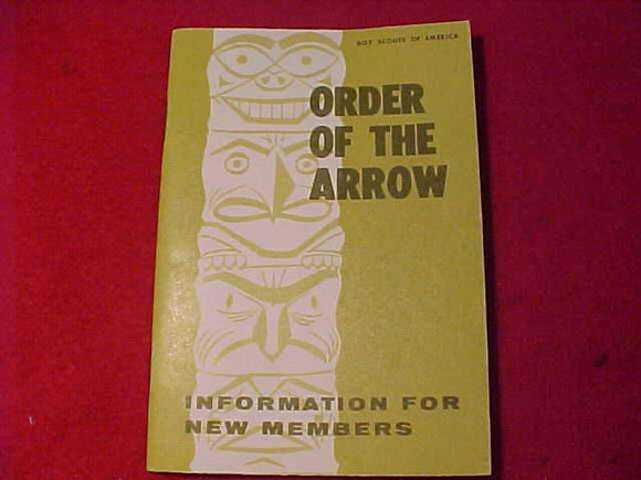 OA BOOKLET, INFORMATION FOR NEW MEMBERS, 3/1968 PRINTING