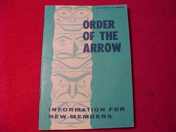 OA BOOKLET, INFORMATION FOR NEW MEMBERS, 4/1969 PRINTING