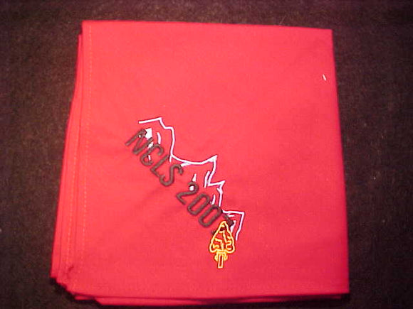 OA NECKERCHIEF, NCLS, 2007, EMBROIDERED ON RED COTTON