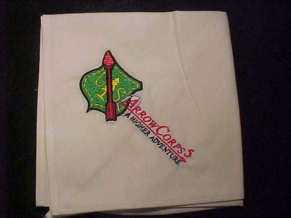 OA ARROWCORPS NECKERCHIEF, 2008, U. S. FOREST SERVICE, EMBROIDERED ON BEIGE COTTON