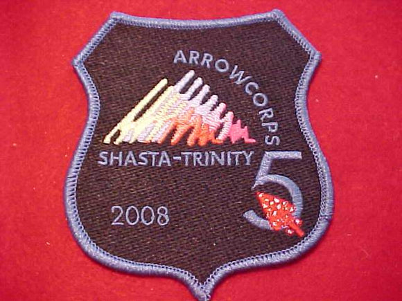 OA PATCH, 2008 ARROWCORPS 5, SHASTA/TRINITY, SHIELD SHAPE