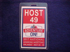 2017 HOST ID BADGE, BSA NATIONAL ANNUAL MEETING, VARIOUS UNIQUE NUMBERS