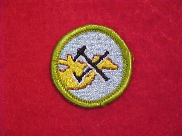 GEOLOGY, MERIT BADGE WITH CLOTH BACK, GREEN BORDER, 1969-72 ISSUE