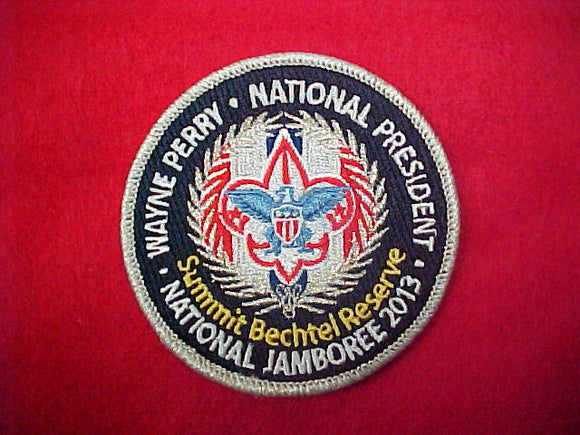 2013 Wayne Perry National President Patch, fully embroidered, smy bdr.