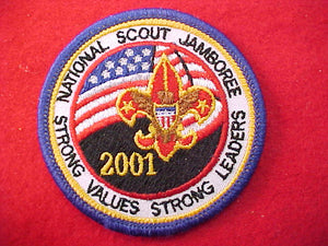 2001 patch, for use on the accessory bags, 2 13/16" diameter, mint condition, blue border, rare