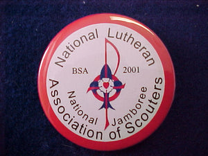 2001 pin back button, national lutheran association of scouters