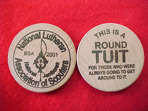 2001 token, wood, national lutheran assoc. of scouters