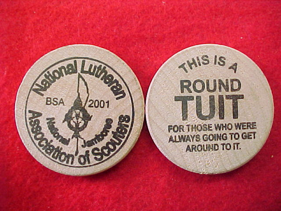 2001 token, wood, national lutheran assoc. of scouters