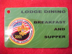 2001 meal ticket, plastic, lodge dining