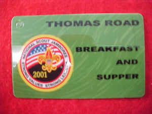 2001 meal ticket, plastic, thomas rd.