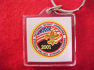2001 keychain, plastic w/ multicolor emblem