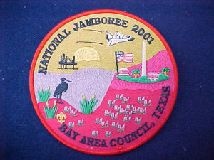 2001 jacket patch, bay area council, texas, 6" diameter