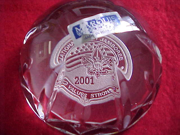 2001 NJ PAPERWEIGHT, WATERFORD CRYSTAL, 3.25