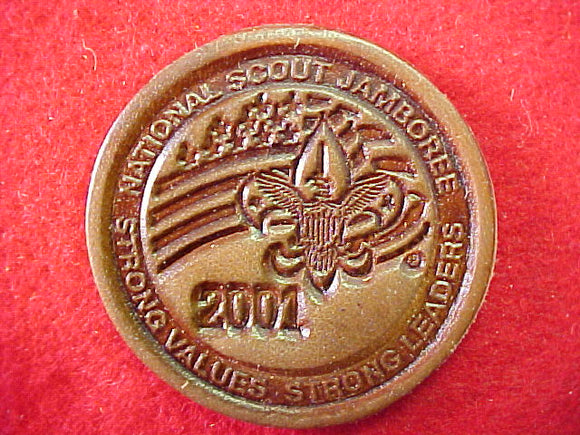 2001 emblem, leather w/ magnet back