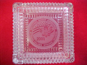 2001 NJ GLASS DISH, 4"X 4"X 2"