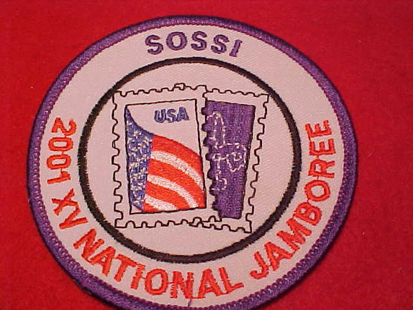 2001 NJ SOSSI, SCOUTS ON STAMPS SOCIETY INTERNATIONAL STAFF PATCH