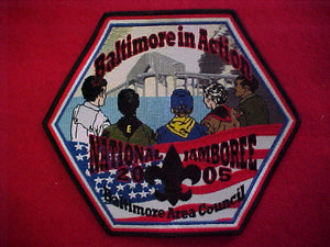 2005 NJ jacket patch, baltimore area council contigent, 6" hexagon
