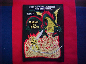 2005 NJ jacket patch, fire department staff, 7 x 9.75"