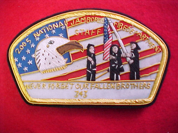 2005 NJ shoulder patch, staff, bullion, 911 fallen brothers