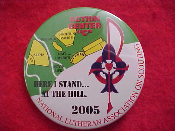 2005 NJ PIN BACK BUTTON, NATIONAL LUTHERAN ASSOCIATION ON SCOUTING, ACTION CENTER 