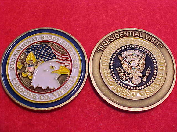 2005 NJ TOKEN, PRESIDENTIAL VISIT, THIS TOKEN WAS GIVEN 1/SCOUT ON STAGE DURING PRESIDENT'S VISIT, RARE