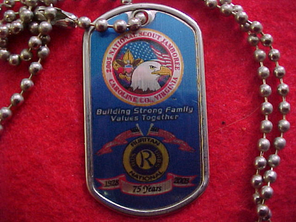 2005 NJ dog tag w/ chain, ruritan national/2005 jamboree